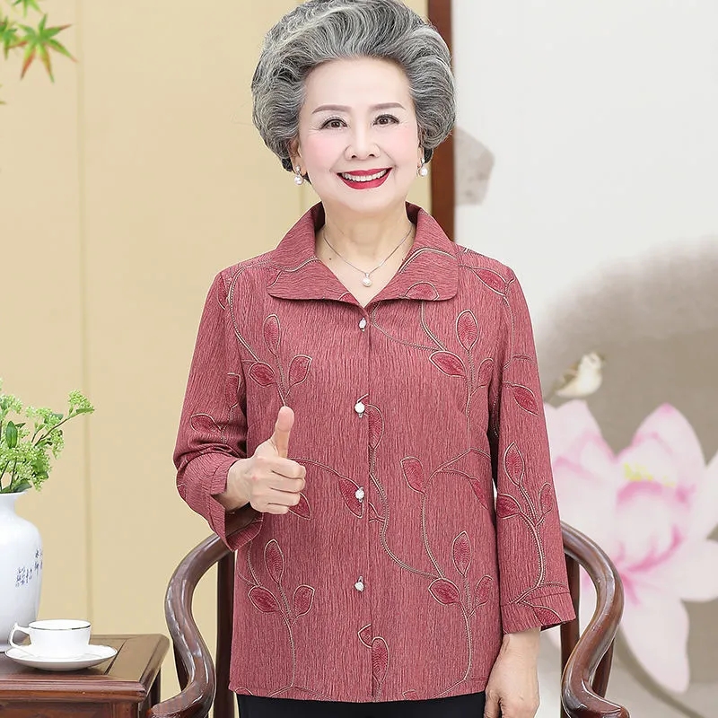 Summer Clothing Old Money - Velha senhora camisa de manga média