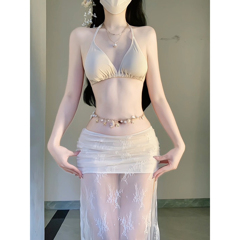 Swim Cover Up Mesh - Conjunto de Biquíni Elegante Branco com