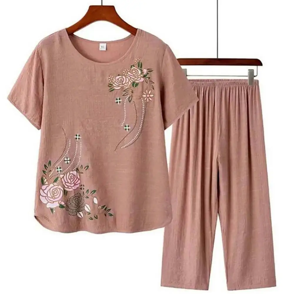 Summer Clothing Men Linen - Camiseta de manga curta feminina idosa