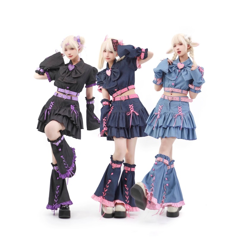 Summer Clothing Women Sale - Conjunto de saia jeans Harajuku para