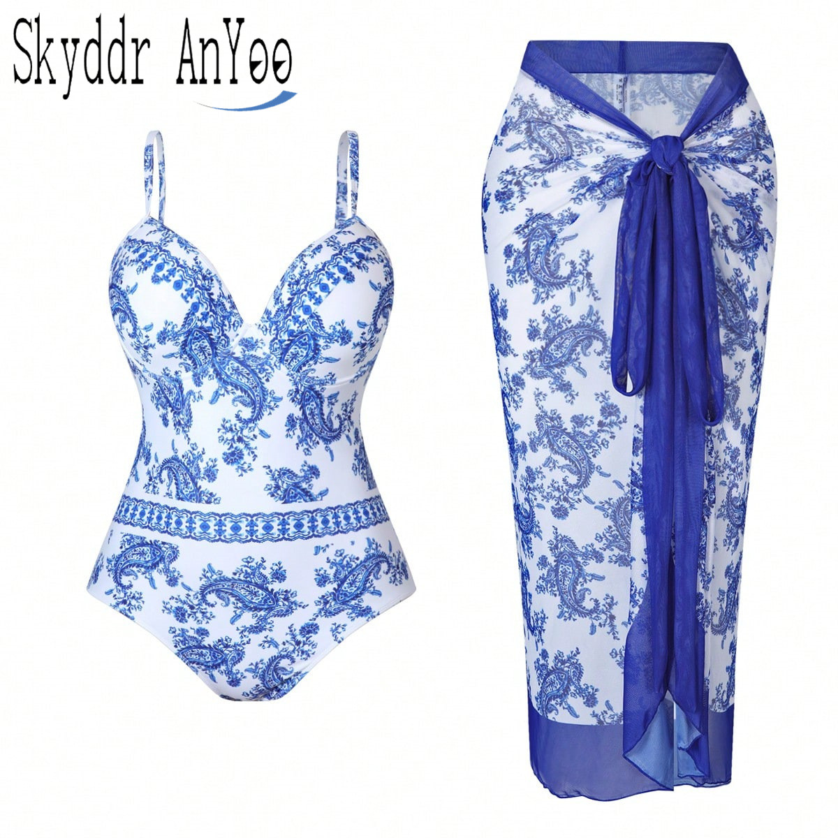 Swim Cover Up Mesh - Maiô de uma peça estampada Vintage