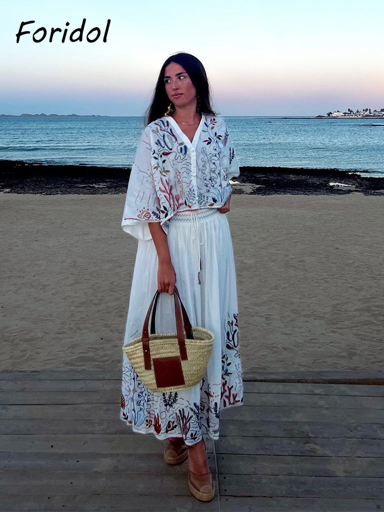 Foridol-Conjunto maxi saia man - Summer Clothing Women Sale avaliação e preço