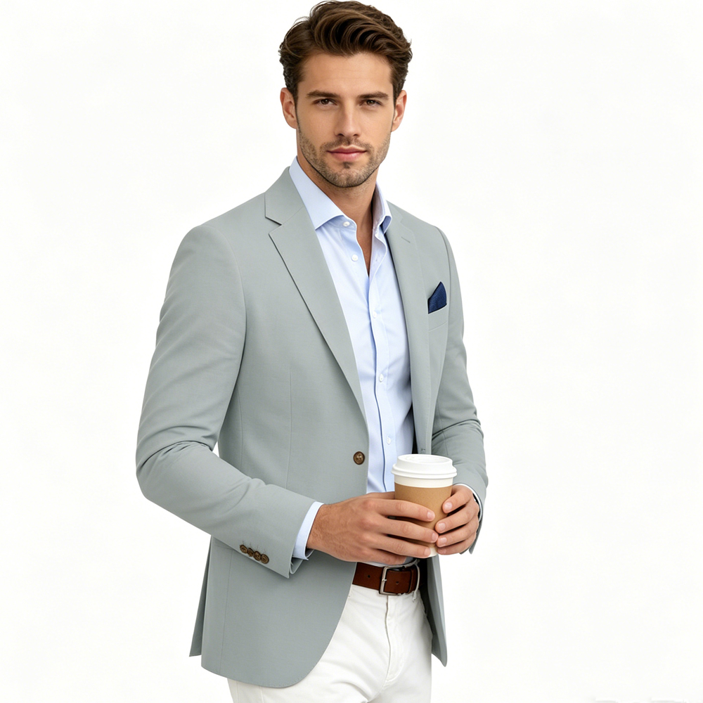 Blazer Masculino de Linho com  - Summer Clothing Men Linen avaliação e preço