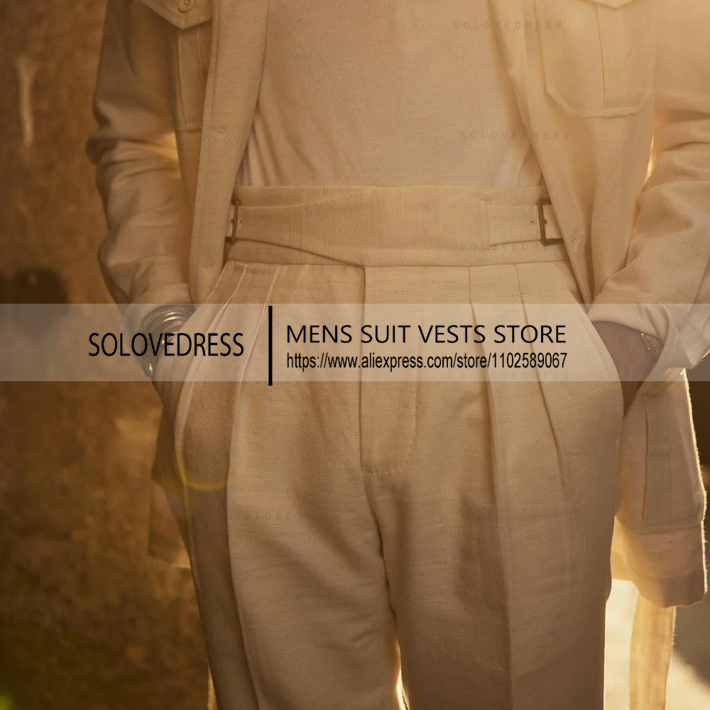 2 Peças de Novos Trajes de Lin - Summer Clothing Men Linen avaliação e preço