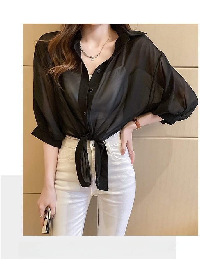 Nova Camisa Feminina de Chiffo - Summer Clothing Old Money avaliação e preço